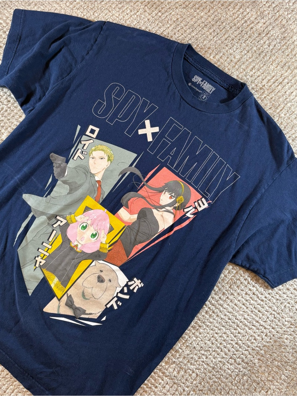 SPYxFAMILY Crunchyroll Men’s L Anime Toho Navy Graphic Short Sleeve Tee